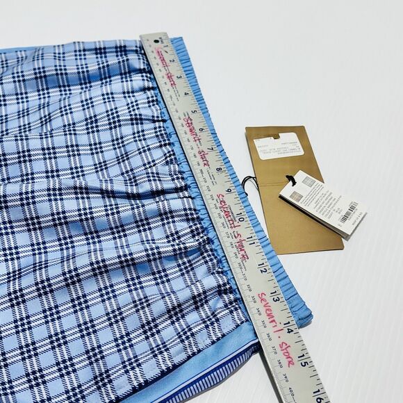 Burberry High Waist Pull On Shorts Size 4 Blue Check Print 100% Silk NWT $820 - Picture 10 of 13